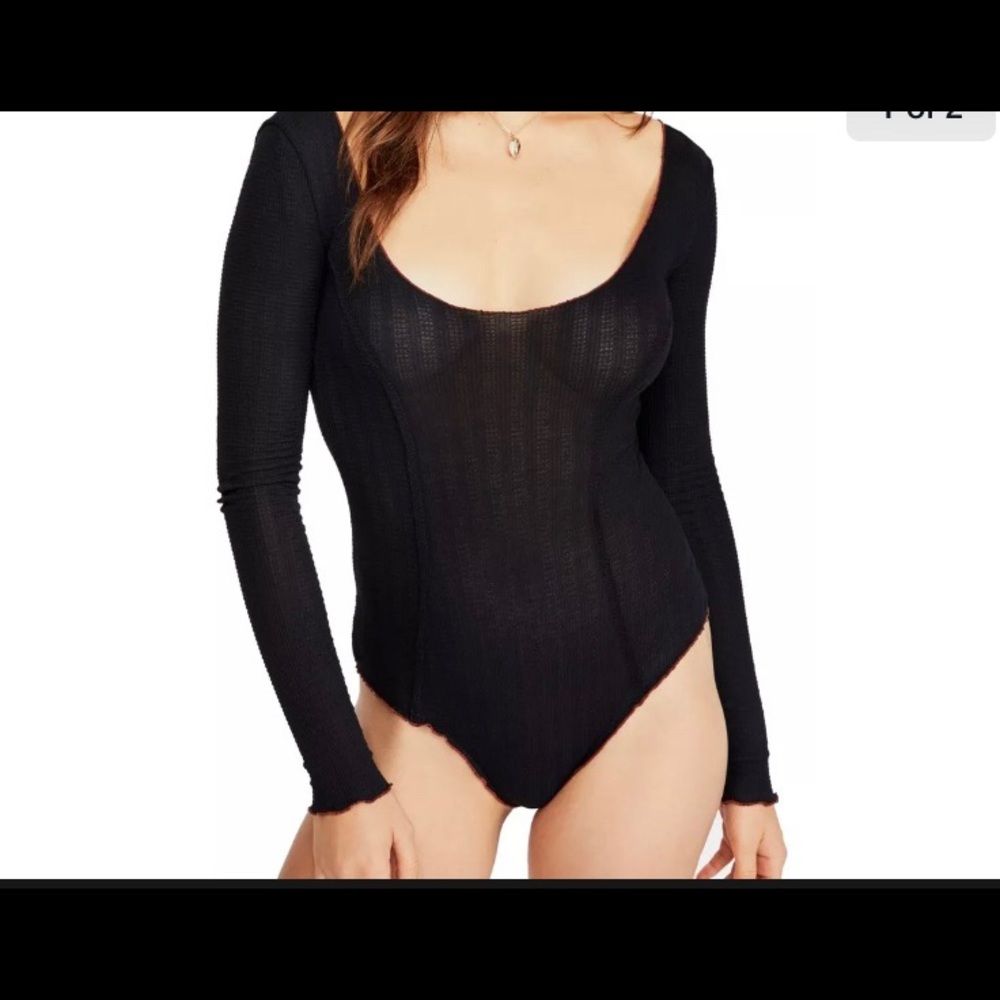 Free People black knit bodysuit sz M New with tag